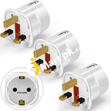 Ivoler Vguard European To Uk 3X Plug Adaptor (White) - Imported From
